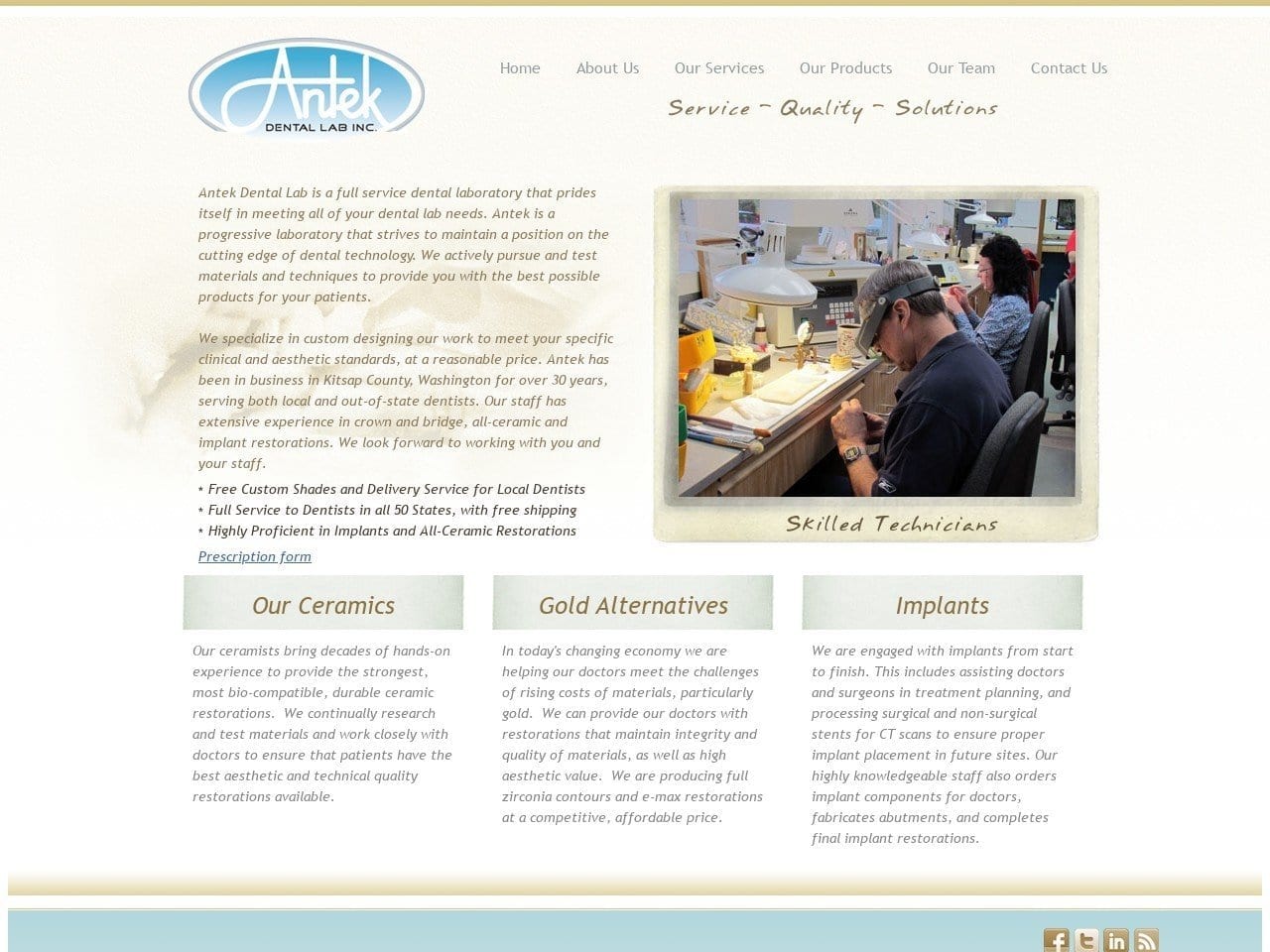 Antek Dental Lab Inc Website Screenshot from antekdental.com