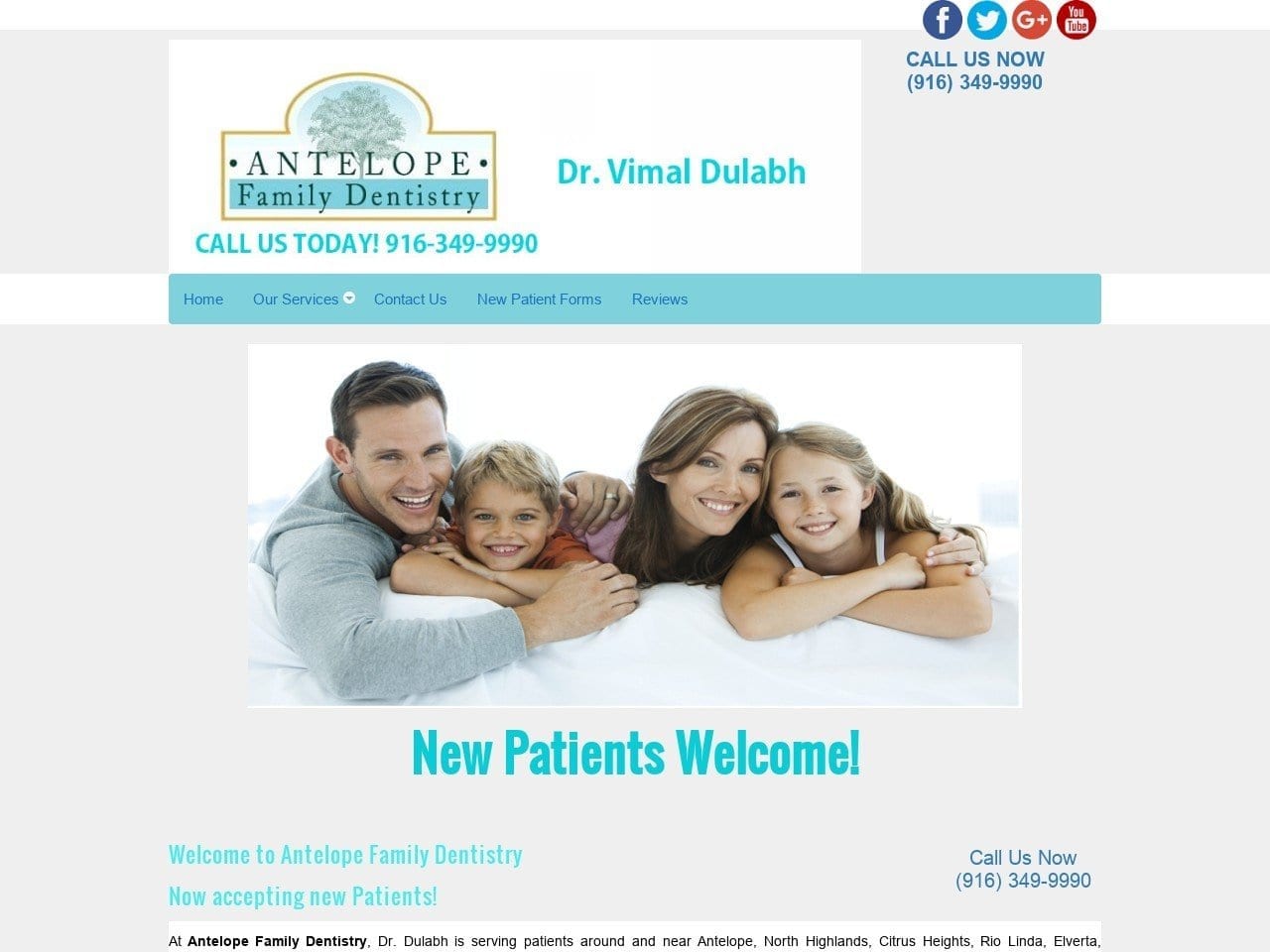 Antelope Family Dentistry Dr. Vimal Dulabh D.D.S. Website Screenshot from antelopefamilydentistry.com