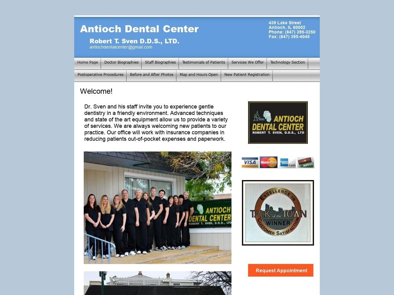 Antioch Dental Center Website Screenshot from antiochdentalcenter.com