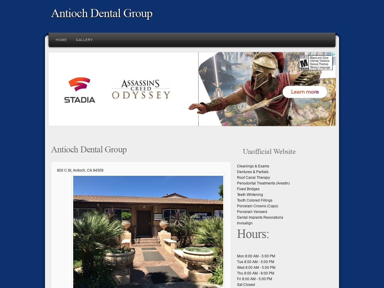 Antioch Dental  Group Website Screenshot from antiochdentalgroup.net