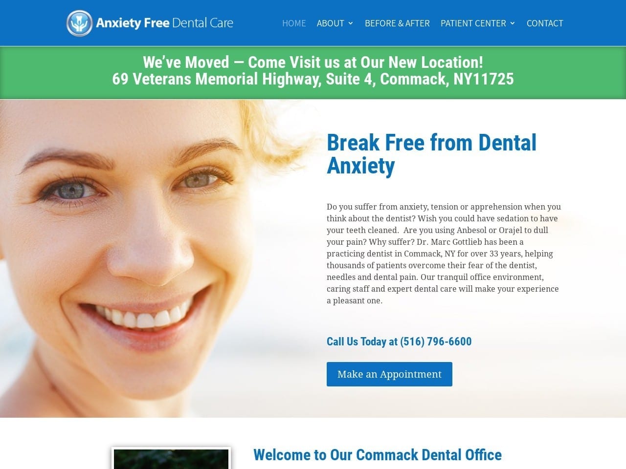 Anxietyfree Dental Website Screenshot from anxietyfreedental.com