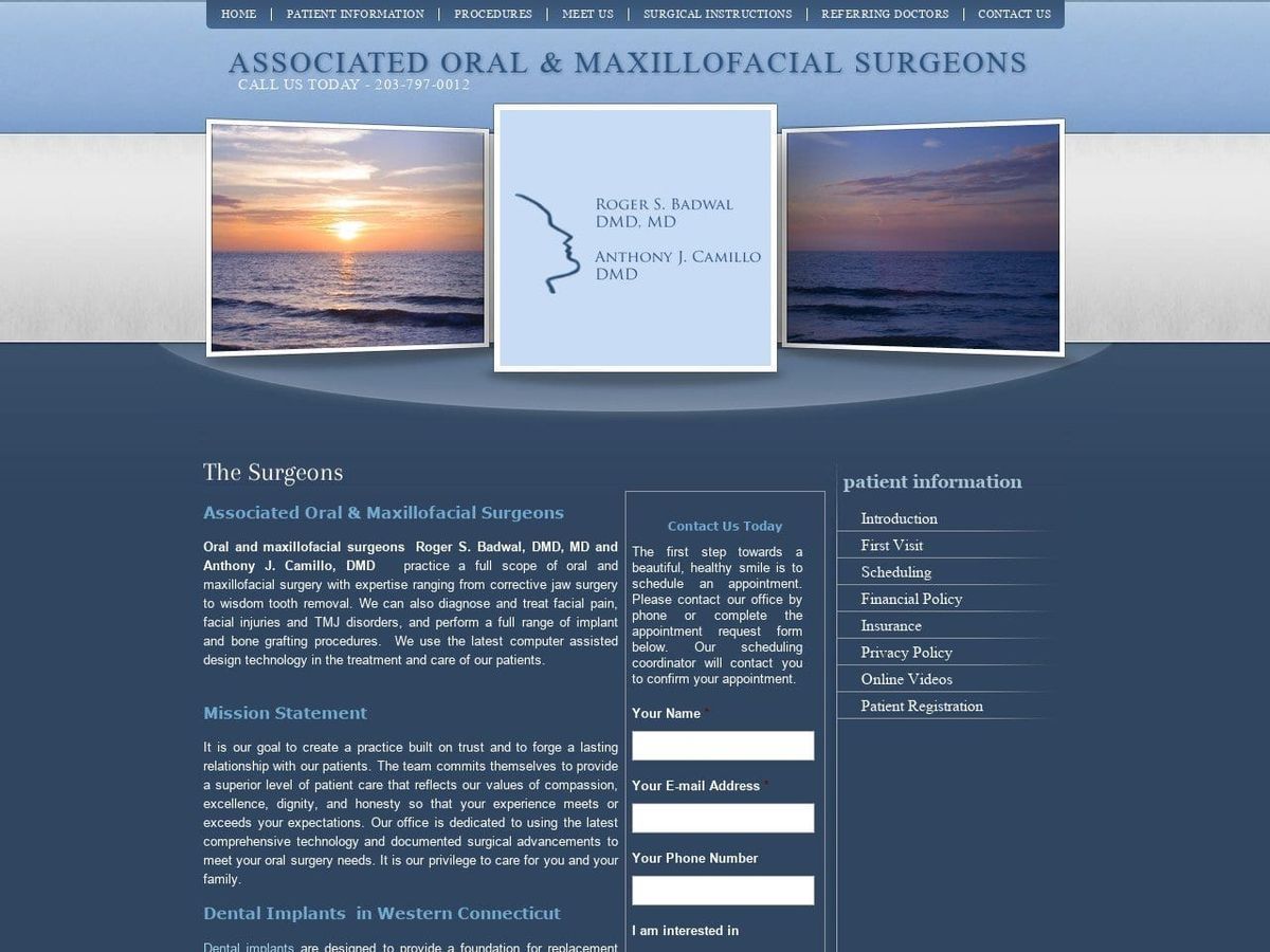 Associated Oral/Maxillofacial Website Screenshot from aomspc.com