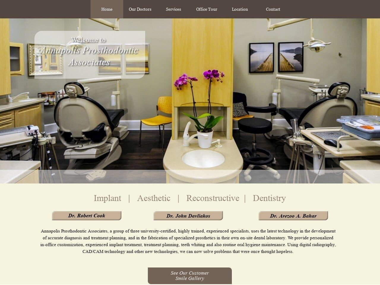 Annapolis Prosthodontic Associates Website Screenshot from apadentistry.net