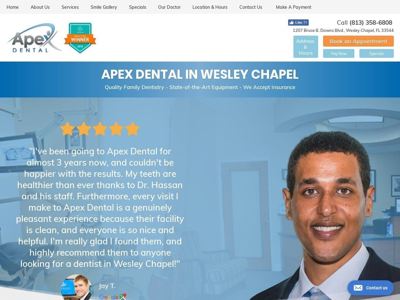 Apex Dental Website Screenshot from apexdental.com