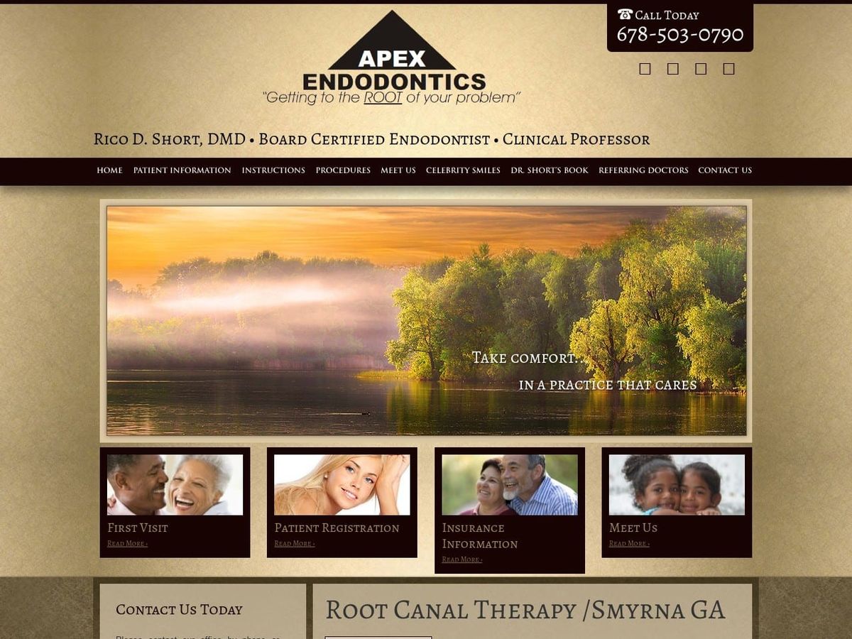 Apex Endodontics Website Screenshot from apexendodontics.net