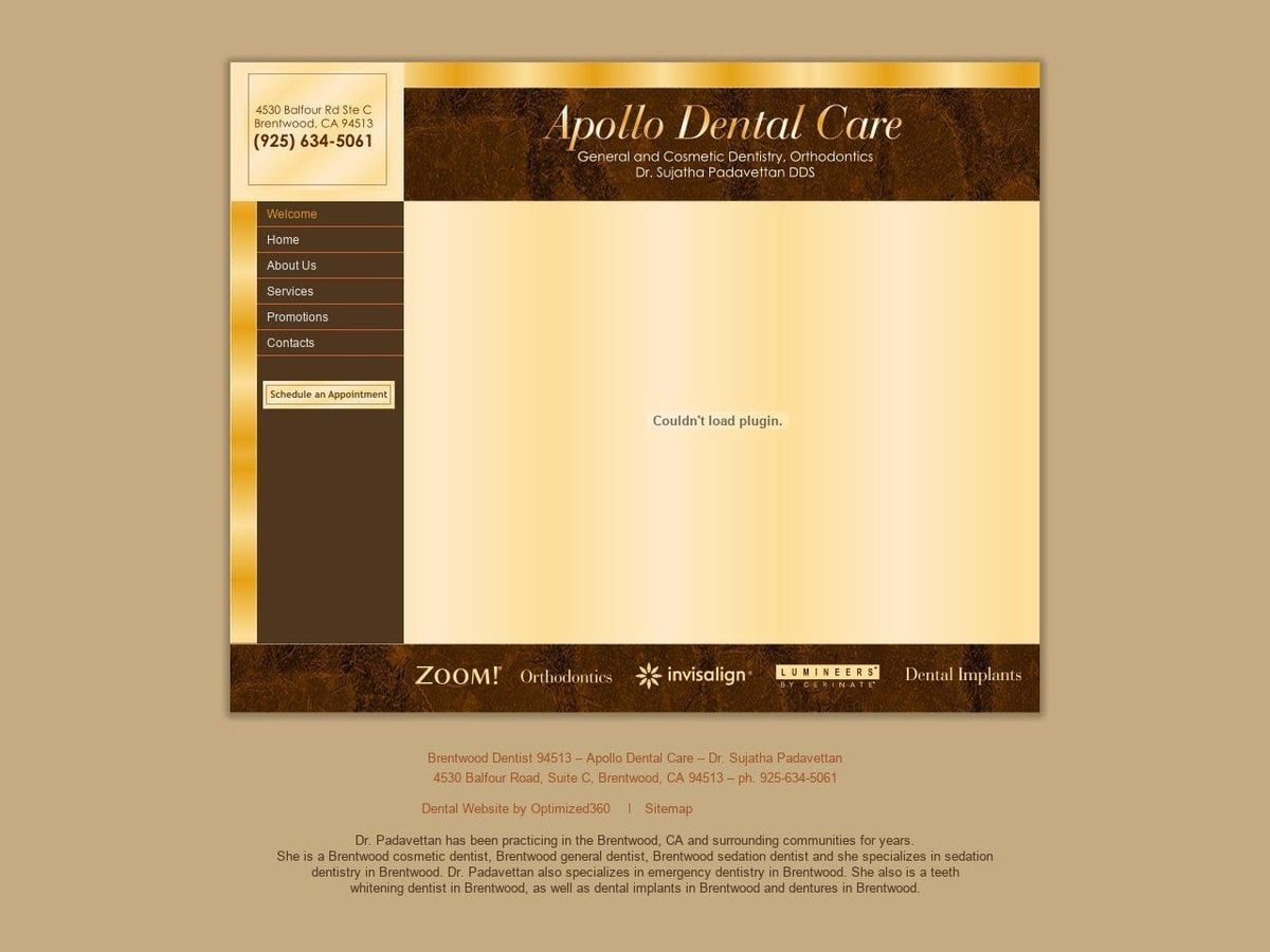 Apollo Dental Care Website Screenshot from apollodentalcare.net