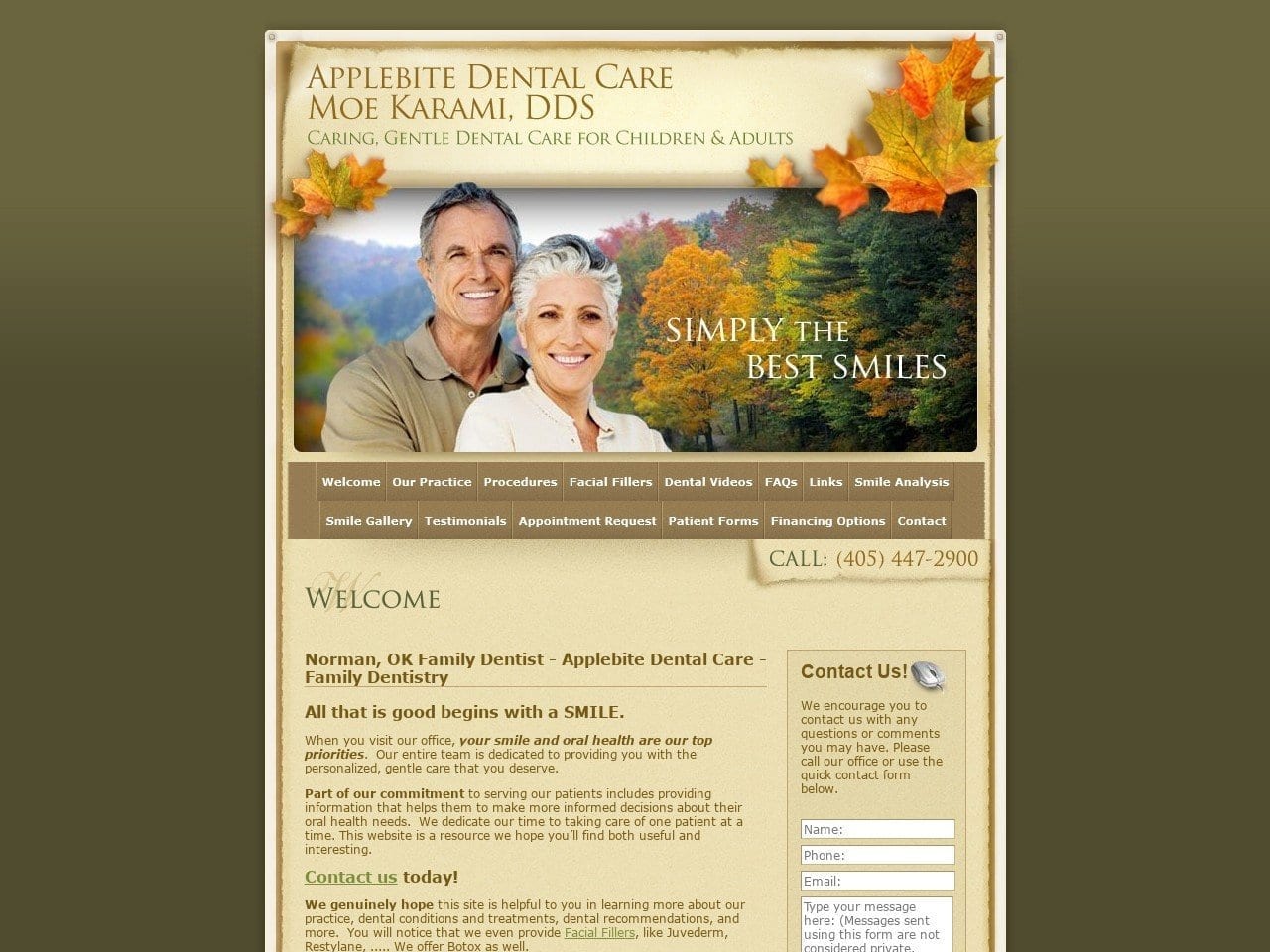 Moe Karami D.D.S. Inc. Website Screenshot from applebitedentalcare.com