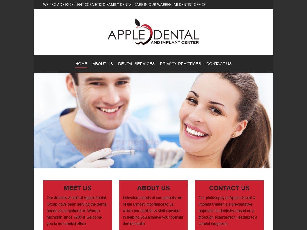 Apple Dental of Warren Website Screenshot from appledental.com