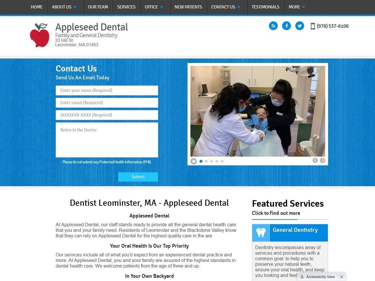 Appleseed Dental Website Screenshot from appleseed-dental.com