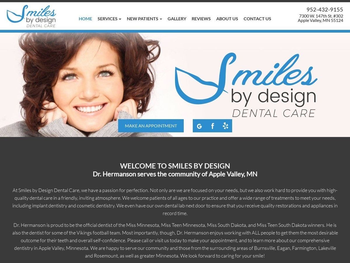 Dr. Frederick J. Hermanson DDS Website Screenshot from applevalleydentist.com