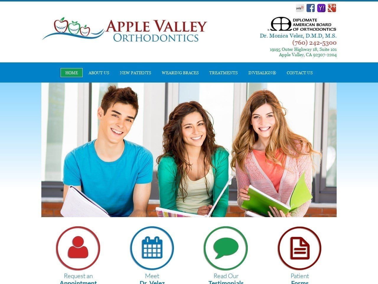 Apple Valley Orthodontist Website Screenshot from applevalleyortho.com