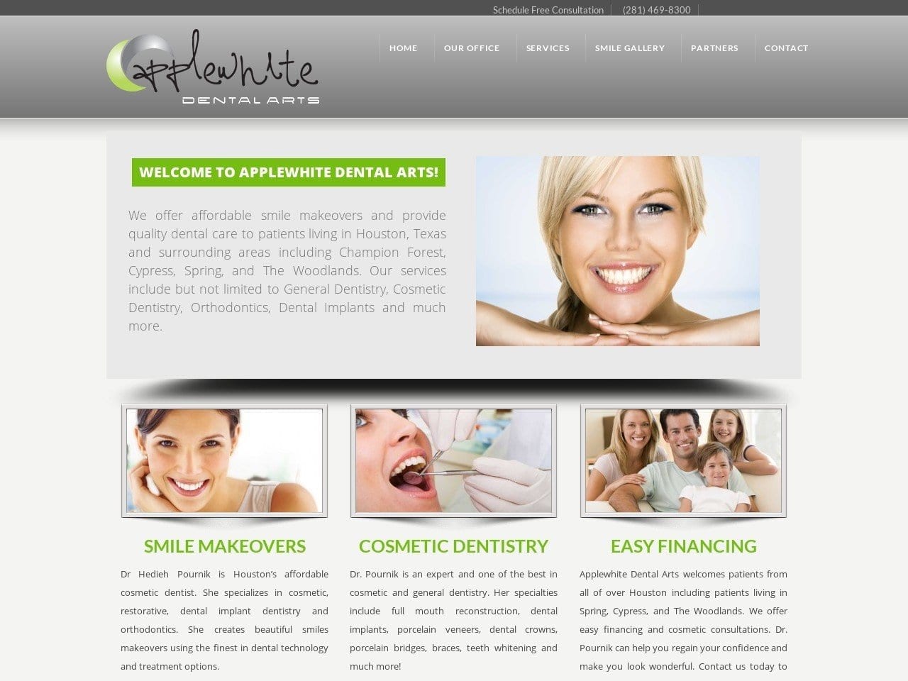 Applewhite Dental Arts Website Screenshot from applewhitedentalarts.com