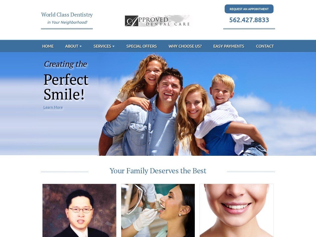 Approved Dental Care Website Screenshot from approveddentalcare.net