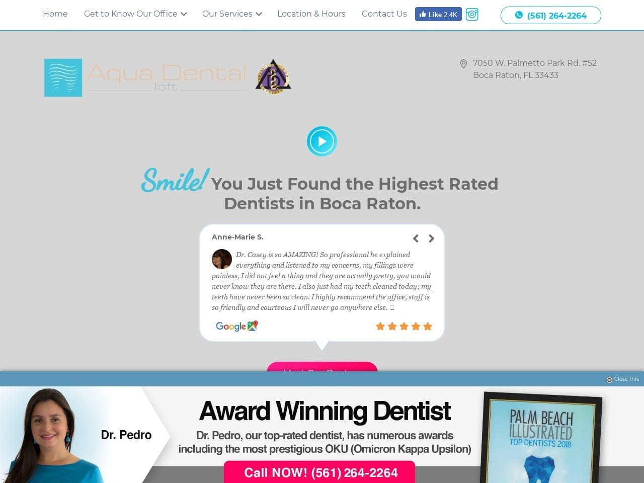 Aqua Dental Loft Website Screenshot from aquadentalloft.com