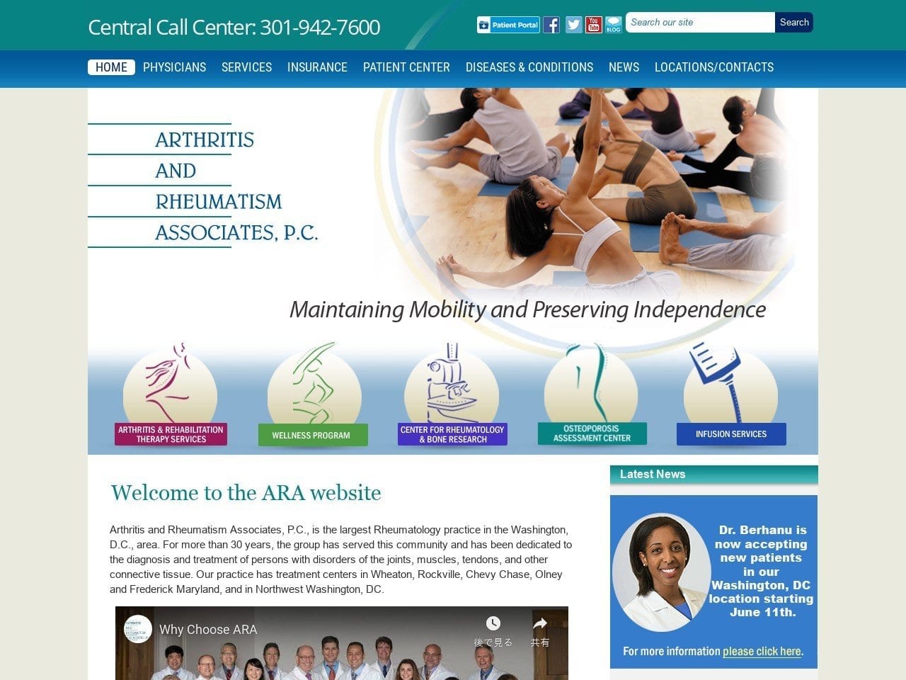 Arthritis Dentist Website Screenshot from arapc.com