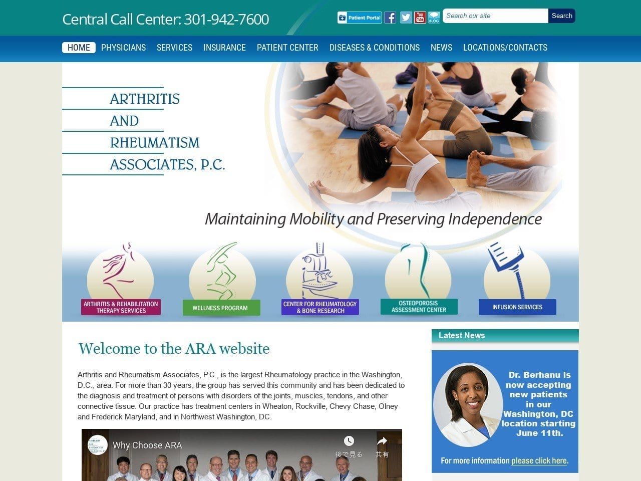 Arthritis Dentist Website Screenshot from arapc.com