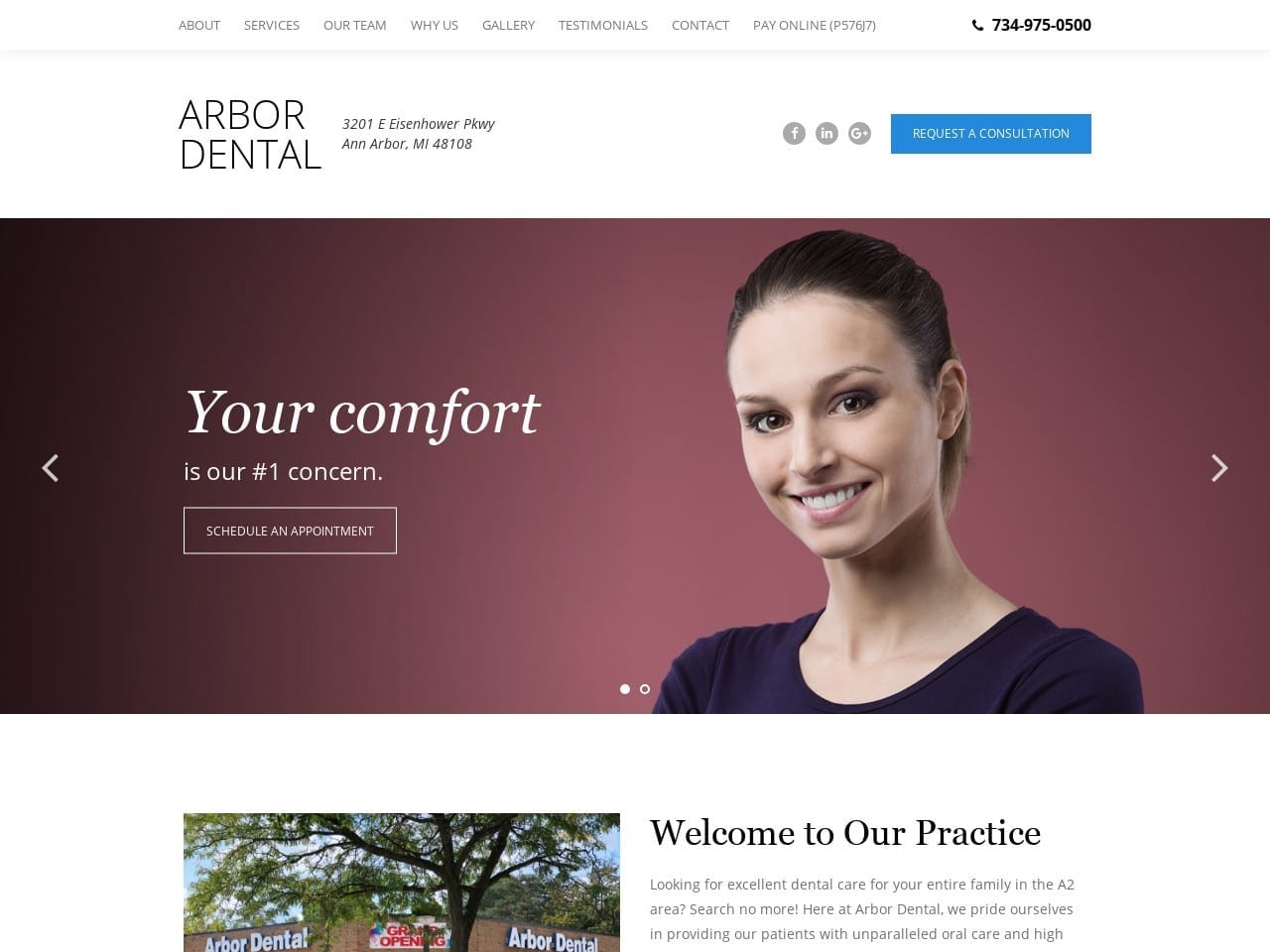 Arbor Dental Website Screenshot from arbor-dental.com