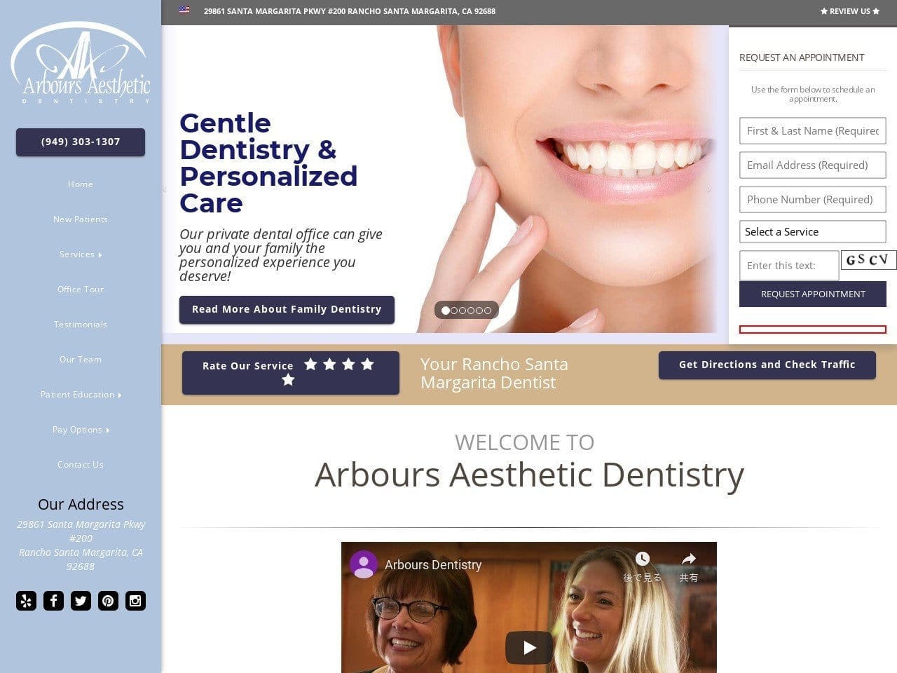 Arbours Aesthetic Dentist Website Screenshot from arboursdentistry.com