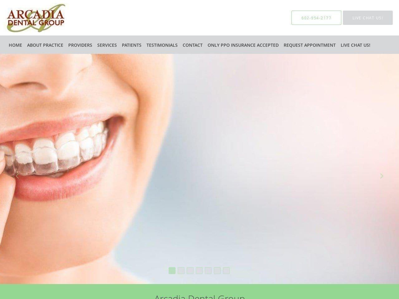 Arcadia Dental Group Website Screenshot from arcadiadentalgroup.com