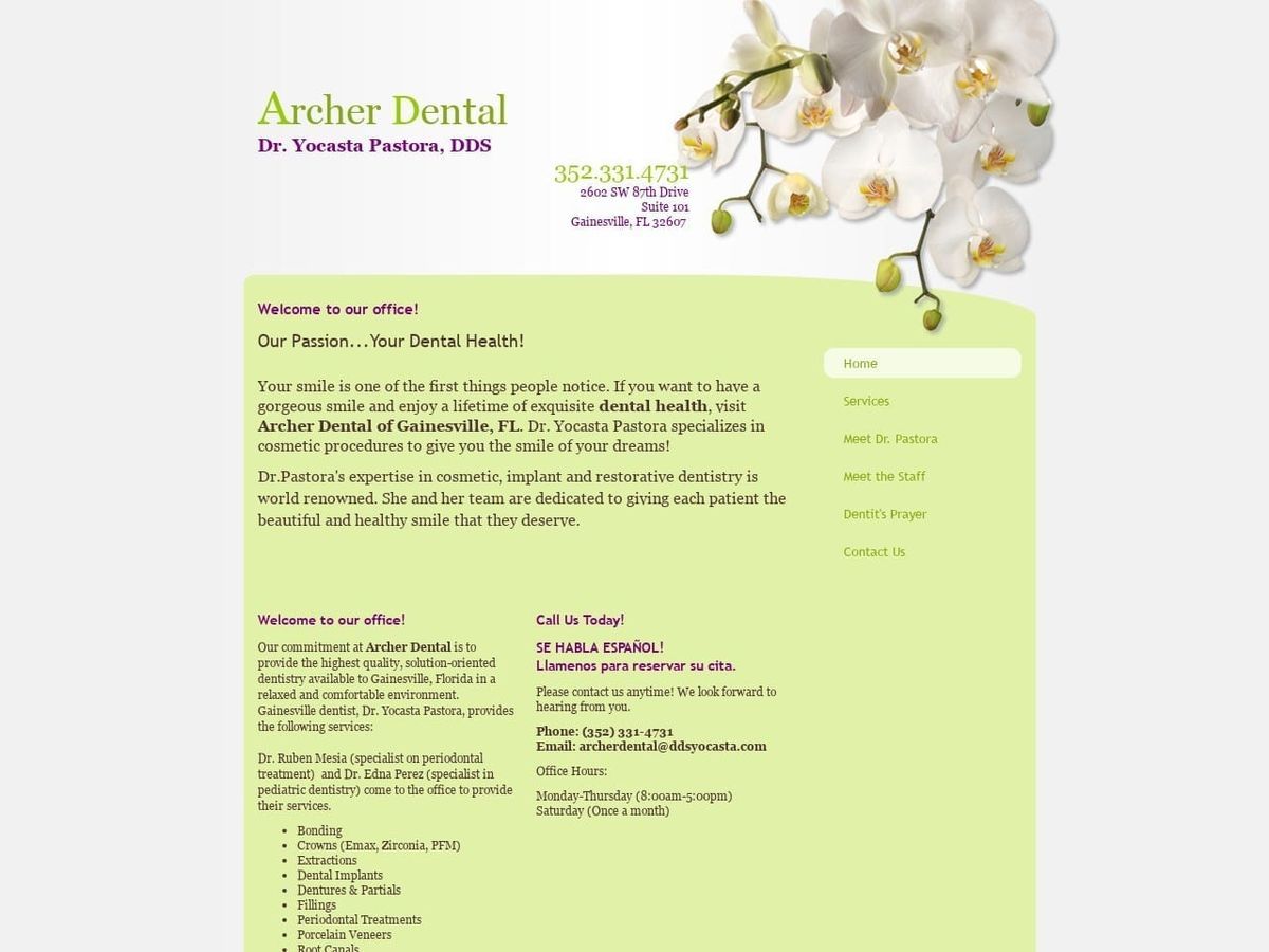 Archer Dental Website Screenshot from archer-dental.com