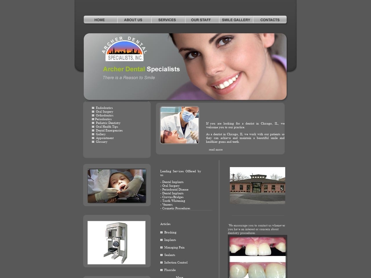 Archer Dental specialists Inc Website Screenshot from archerdentalspecialists.com