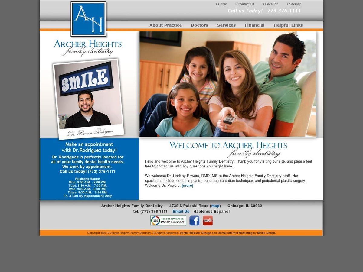 Archer Heights Family Dentist Website Screenshot from archerheightsfamilydentistry.com