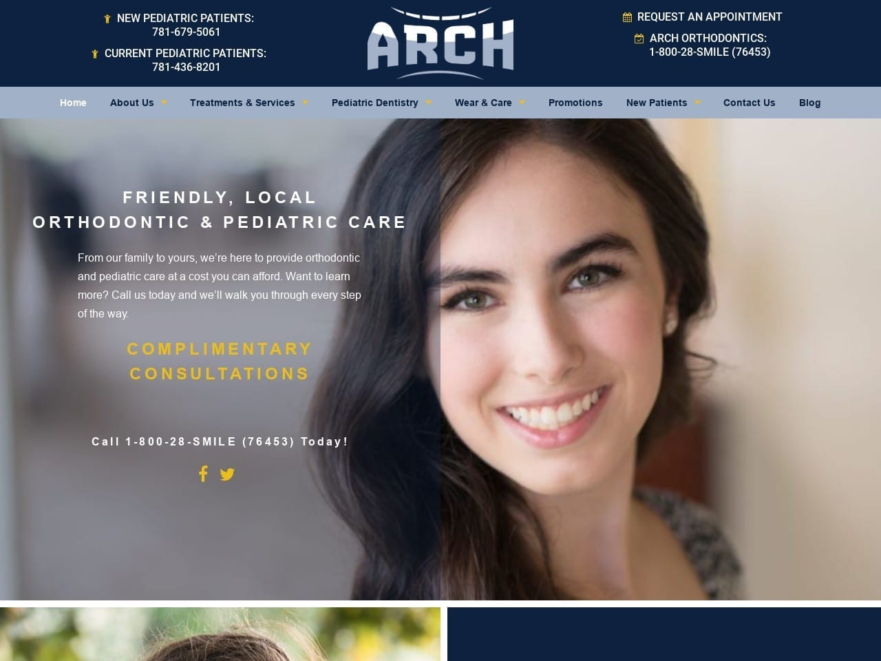 ARCH Orthodontics Website Screenshot from archorthodontics.com