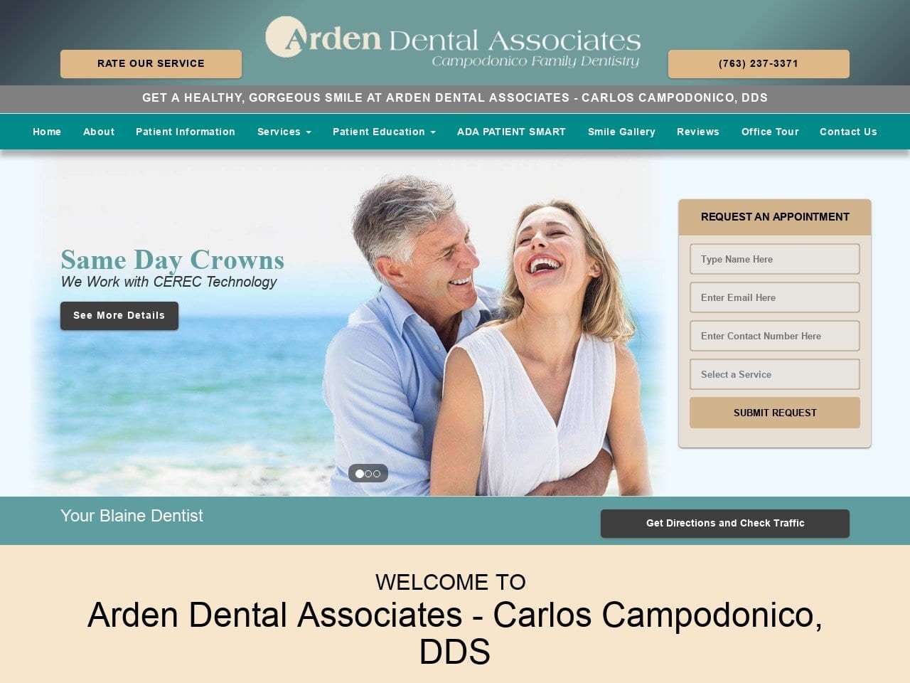 Arden Dental Associates Website Screenshot from ardendentalassoc.com