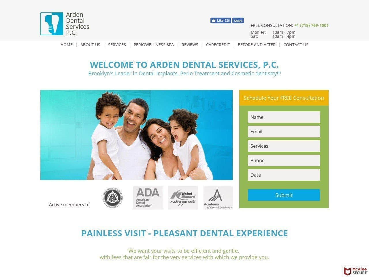 Arden Dental Services Website Screenshot from ardensmile.com