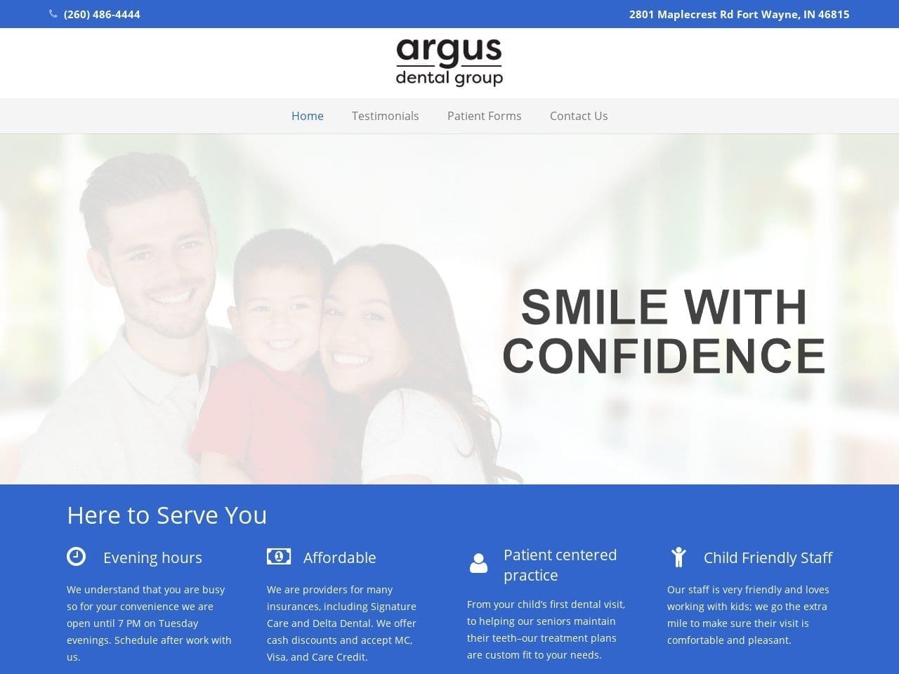 Mary Ellen Argus DDS Website Screenshot from argusfamilydentistry.com