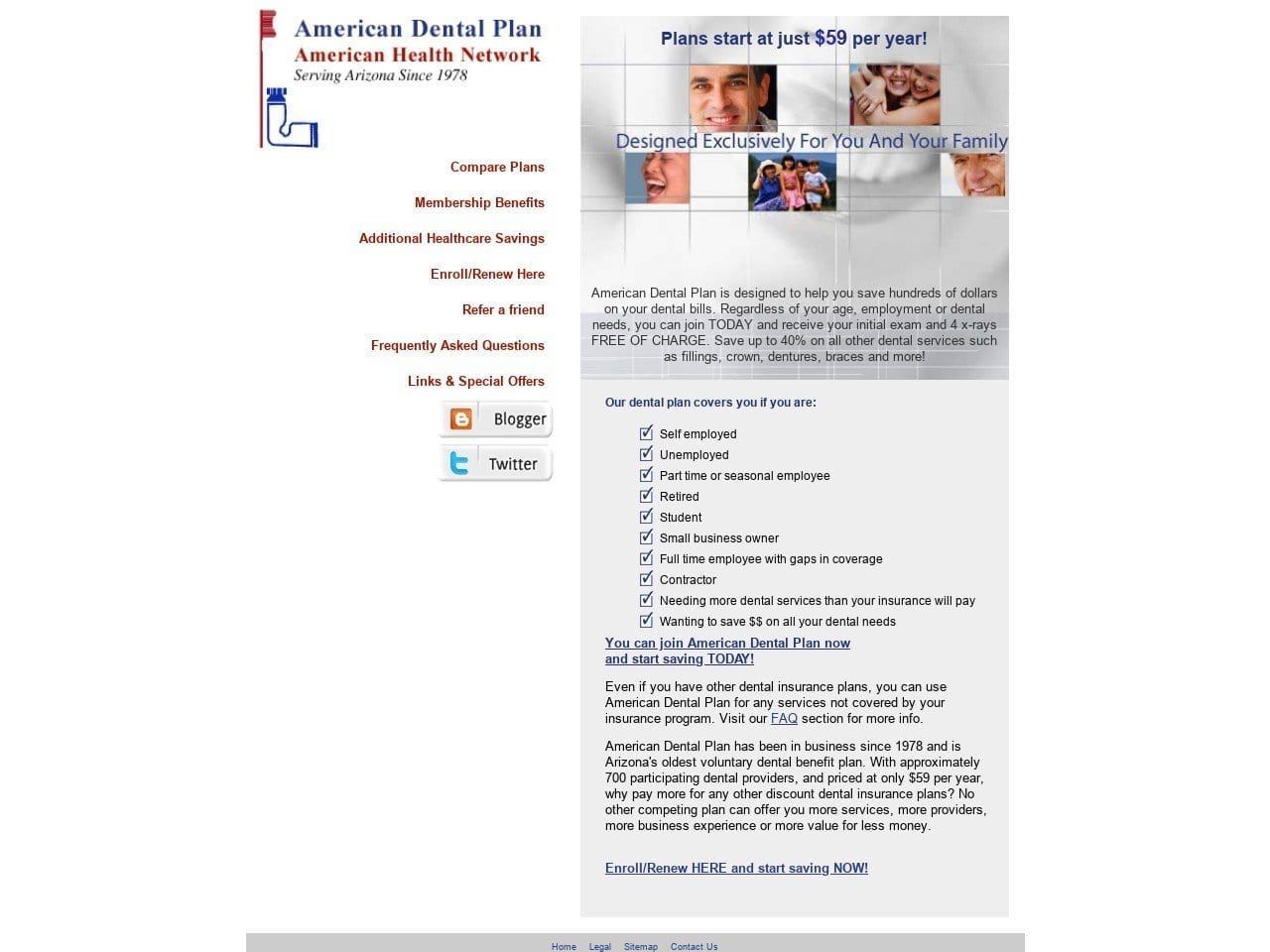 American Dental Plan Website Screenshot from arizdental.com