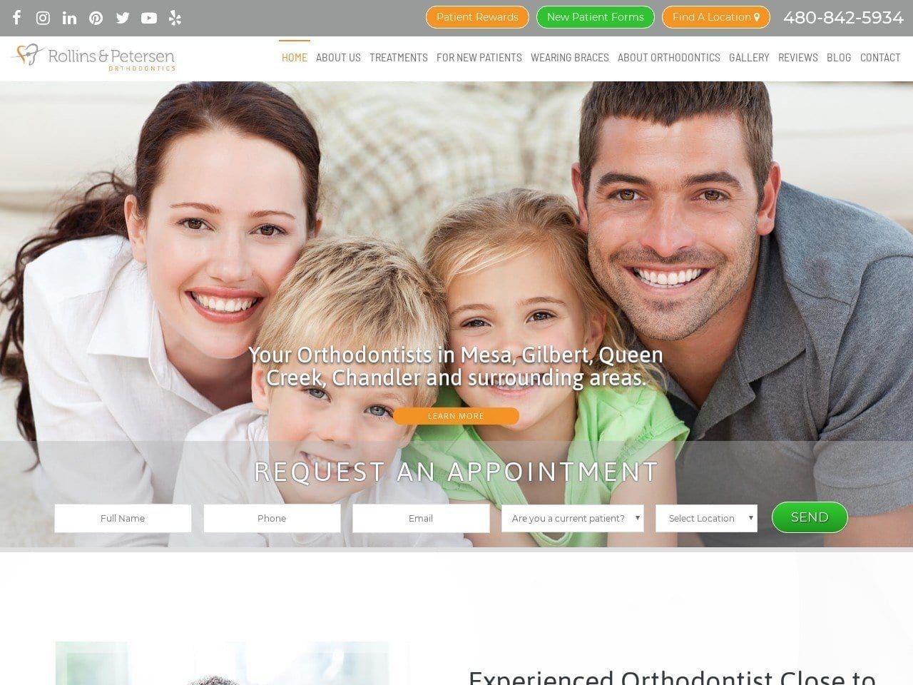 Rollins & Petersen Orthodontics Website Screenshot from arizonabraces.com
