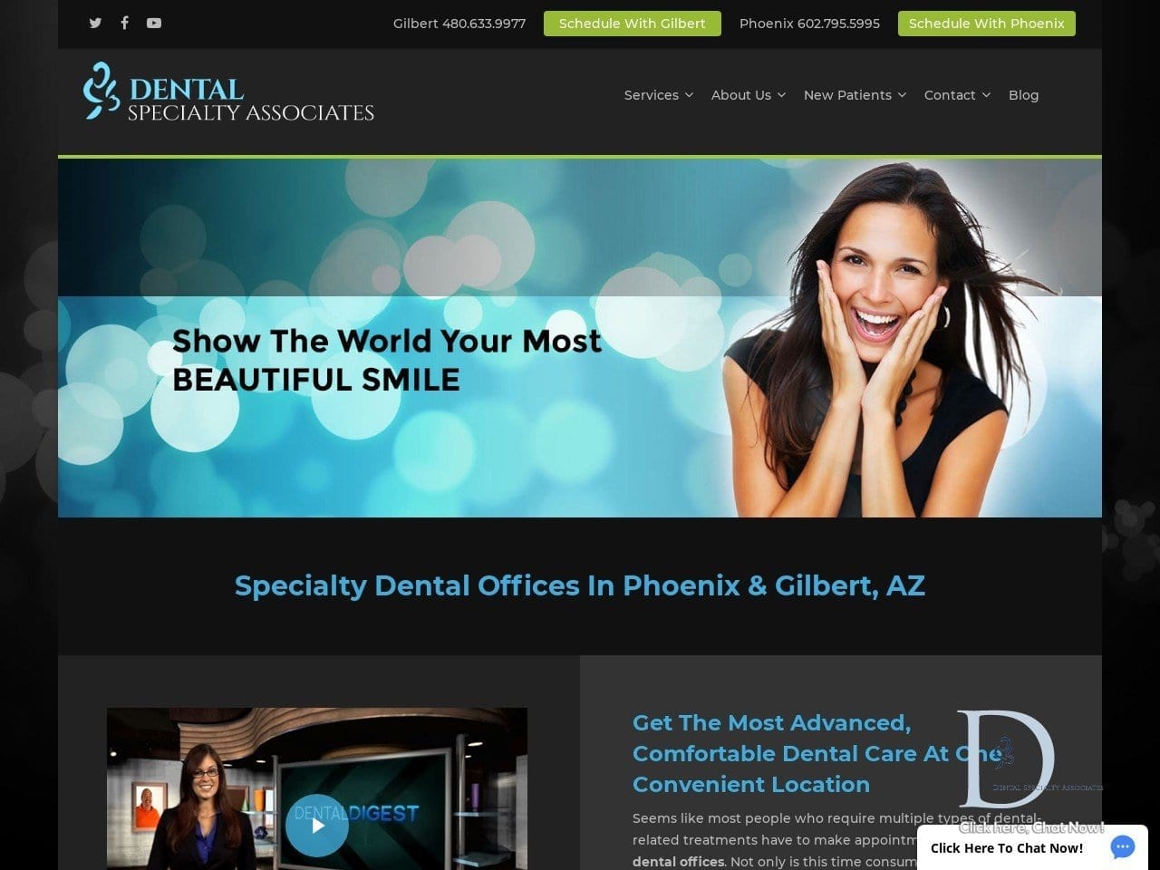 Arizona Dental Specialists Website Screenshot from arizonadentalspecialists.com