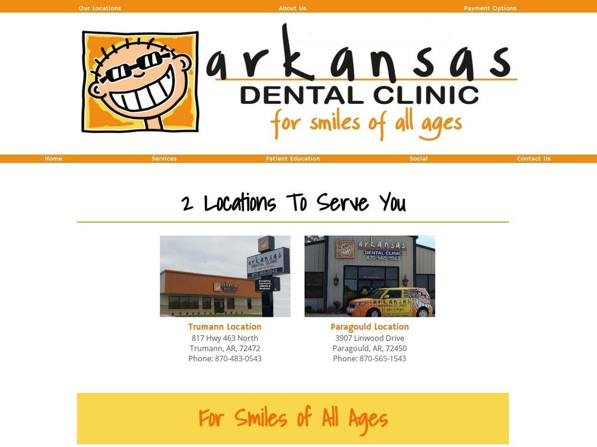 Arkansas Dental  Clinic Website Screenshot from arkansasdentalclinic.com