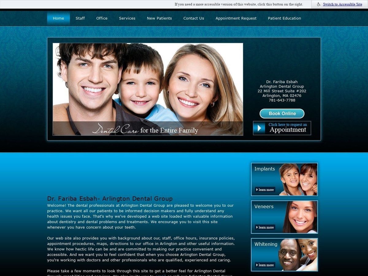 Arlington Dental Group Website Screenshot from arlingtondentalgrp.com