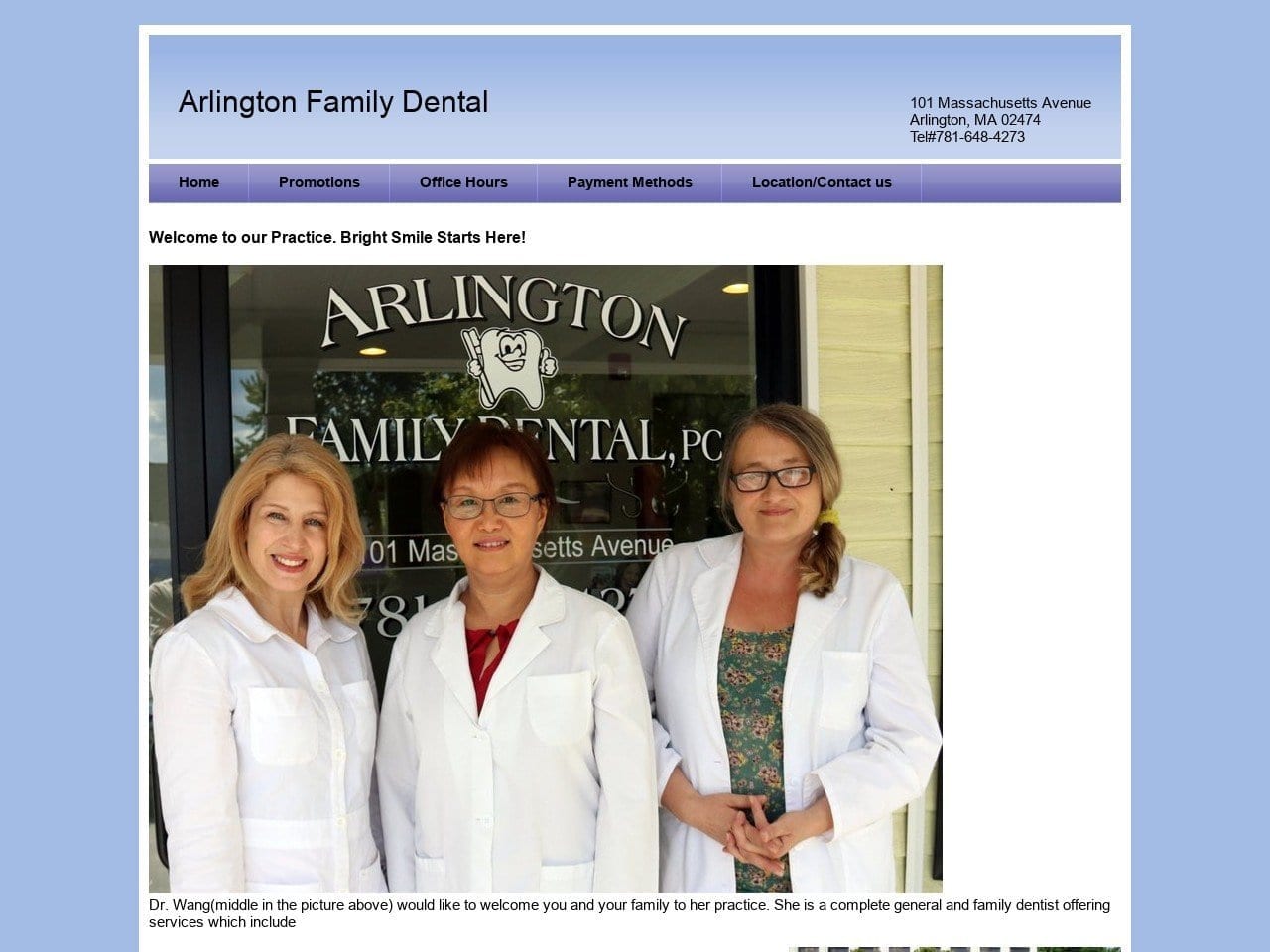 Arlington Family Dental Website Screenshot from arlingtonfamilydental.net