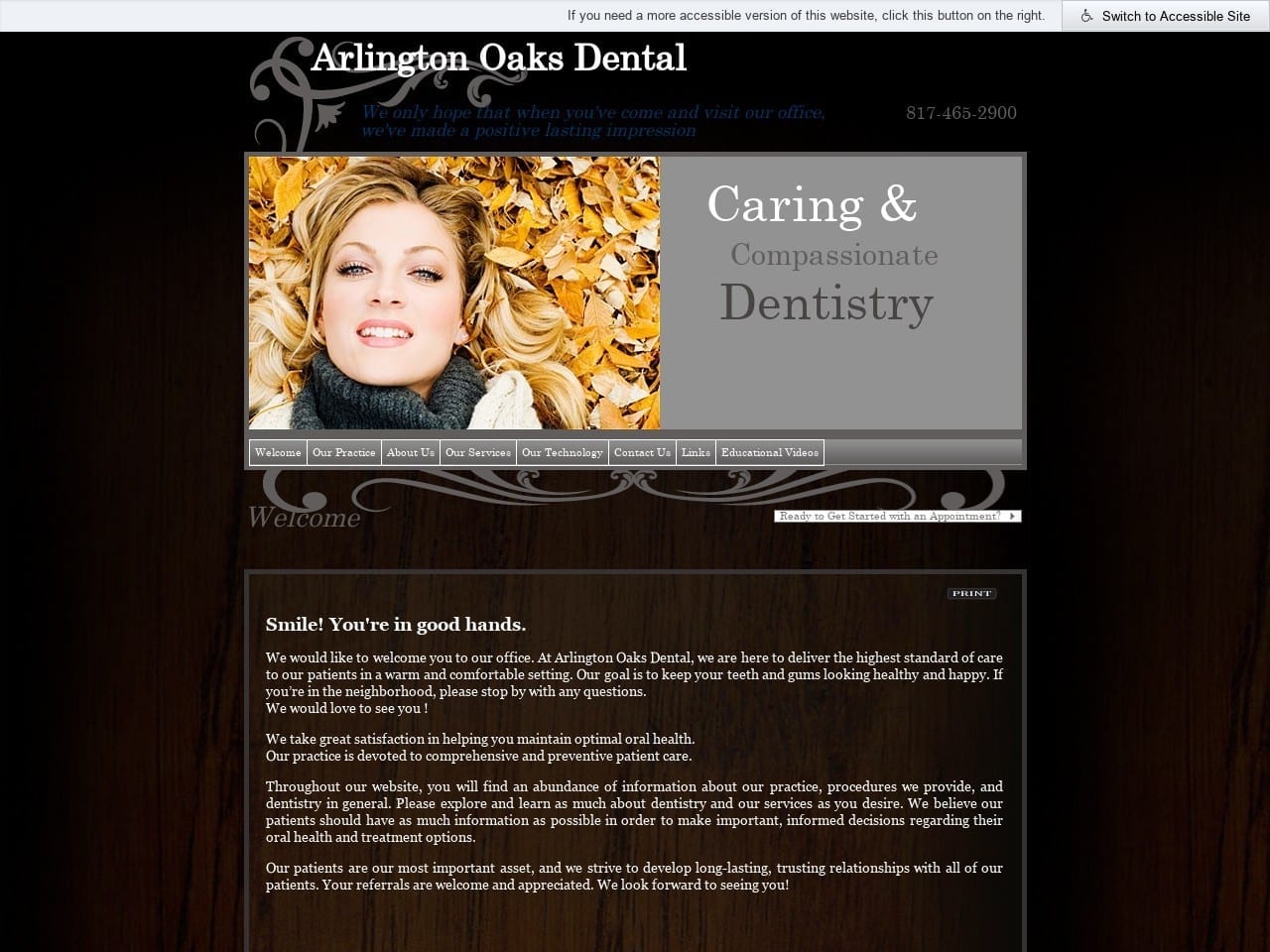 Arlington Oaks Dental Website Screenshot from arlingtonoaksdental.com