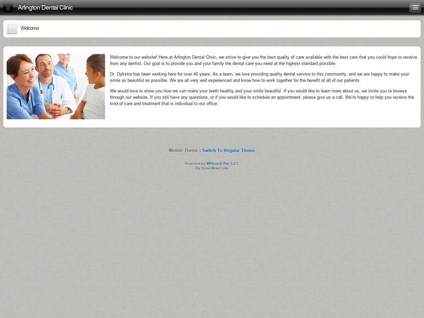 Arlington Dental Clinic Website Screenshot from arlingtonwadentist.com