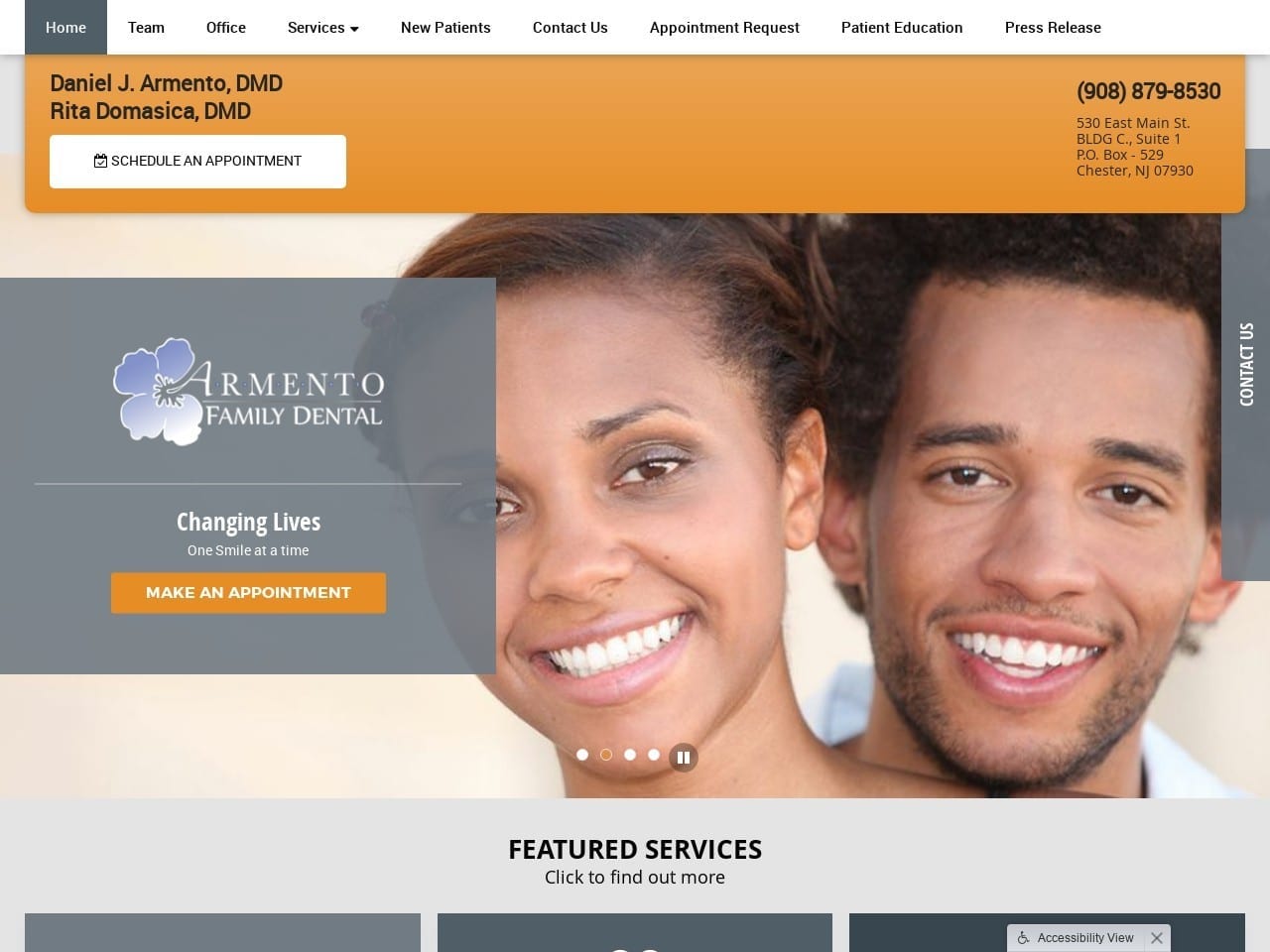 Daniel J. Armento D.M.D. Armento Family Dental Website Screenshot from armentofamilydental.com