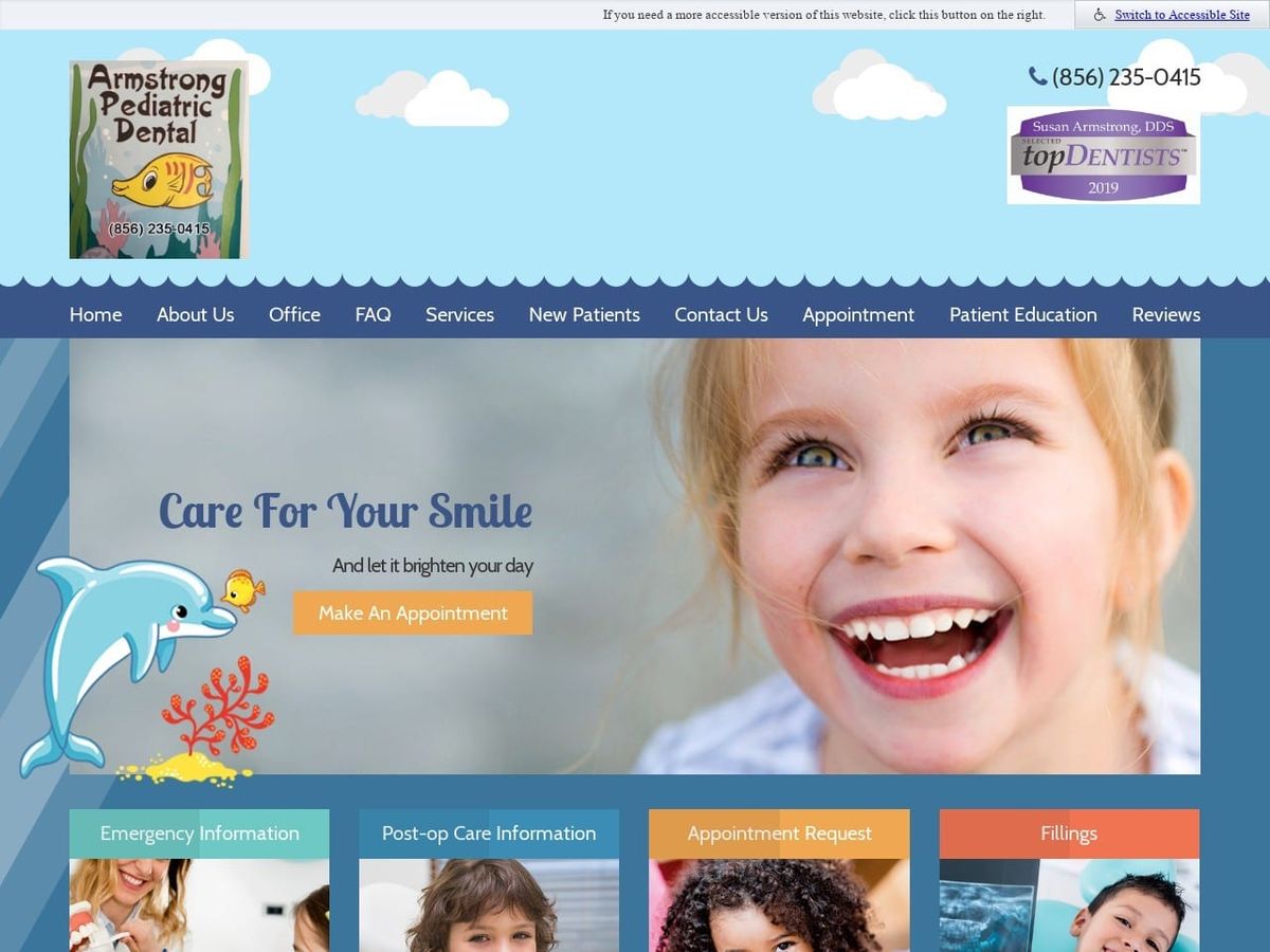 Armstrong Pediatric Dental LLC Website Screenshot from armstrongpediatricdental.com