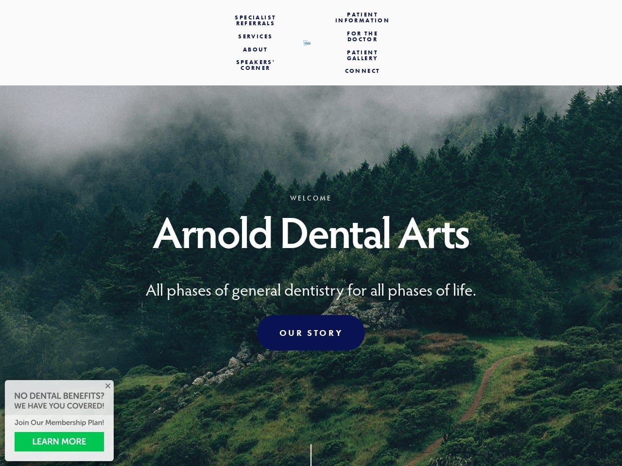 Arnold Dental Arts LLC Website Screenshot from arnolddentalarts.com