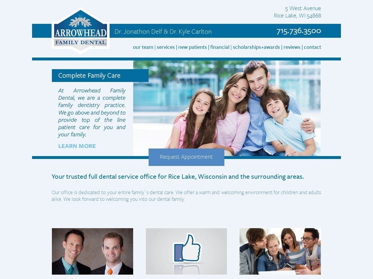 Dr. Jonathon E. Delf DDS Website Screenshot from arrowheadfamilydental.net