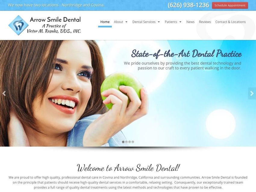 Arrow Smile Dental Website Screenshot from arrowsmiledental.com