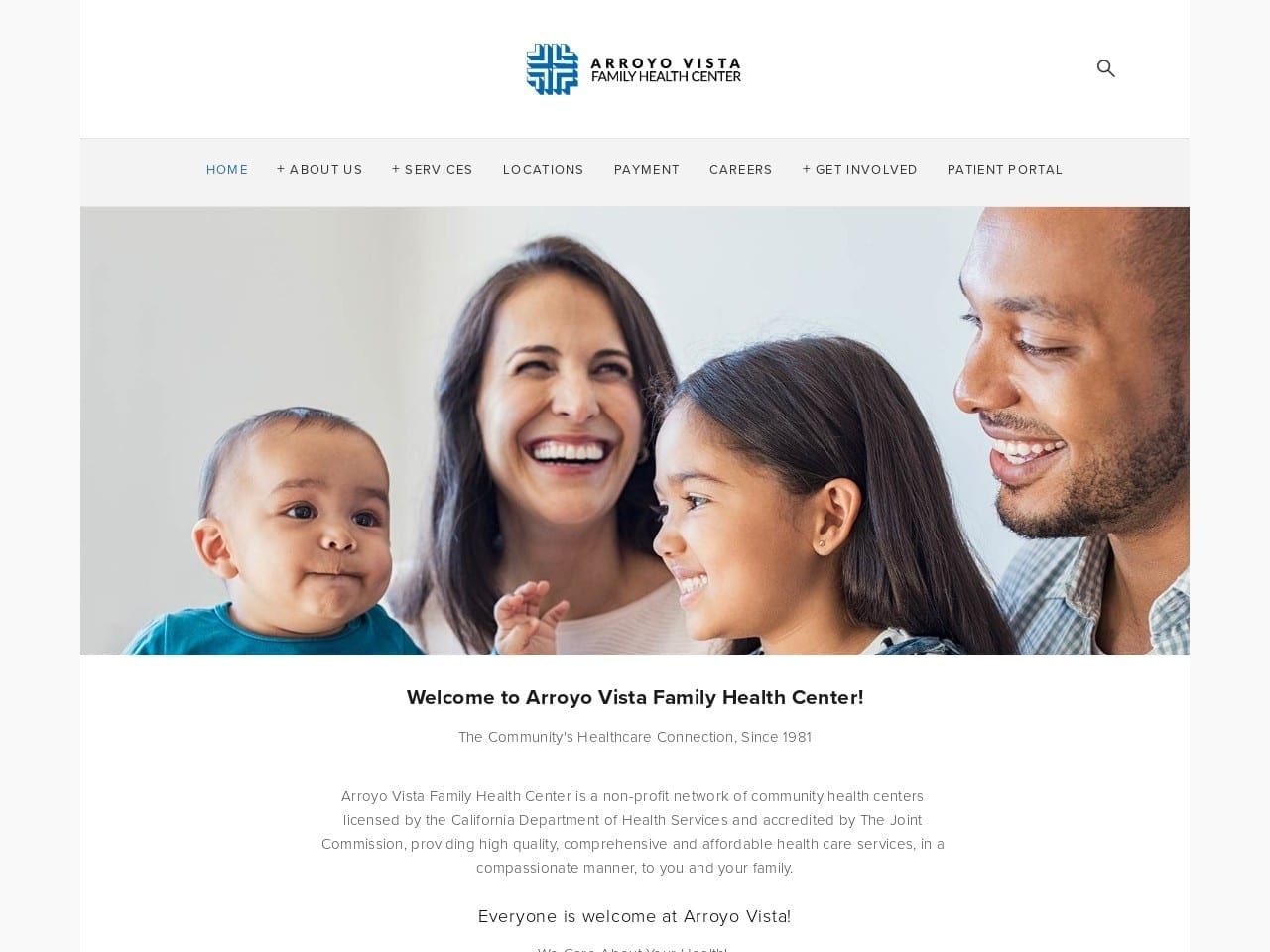Arroyo Vista Family Health Center Website Screenshot from arroyovista.org