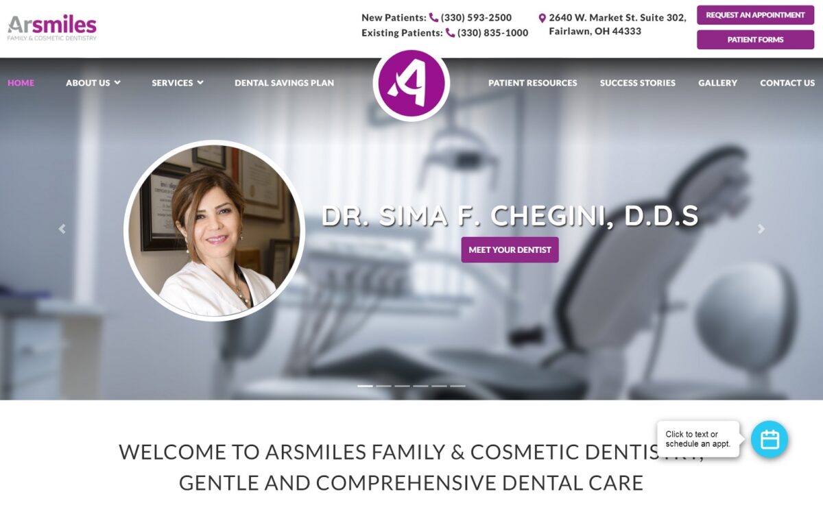 arsmilesdental.com screenshot