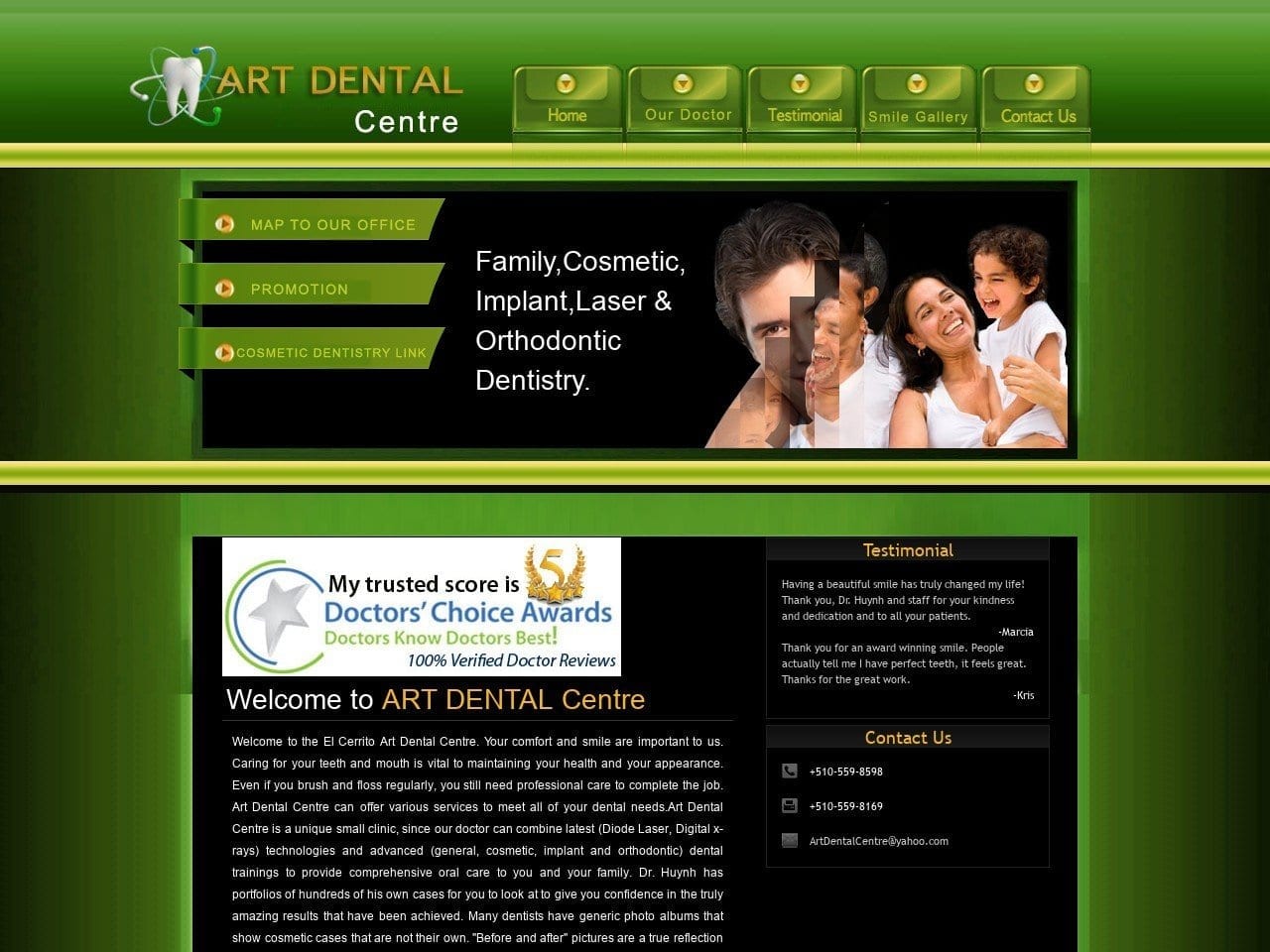 Art Dental Centre Website Screenshot from artdentalcentre.com