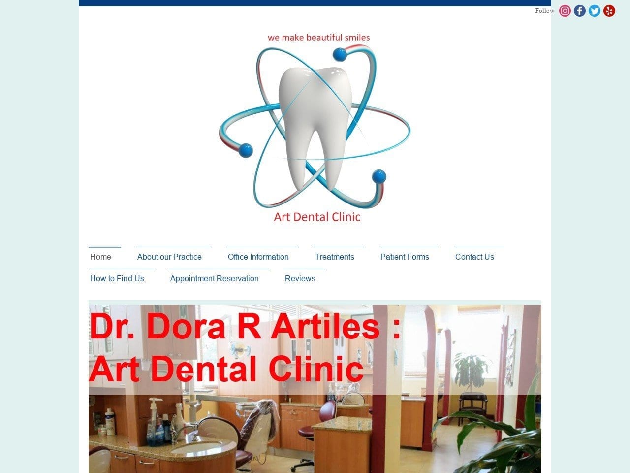 Dr. Dora R. Artiles Website Screenshot from artdentalclinic.net