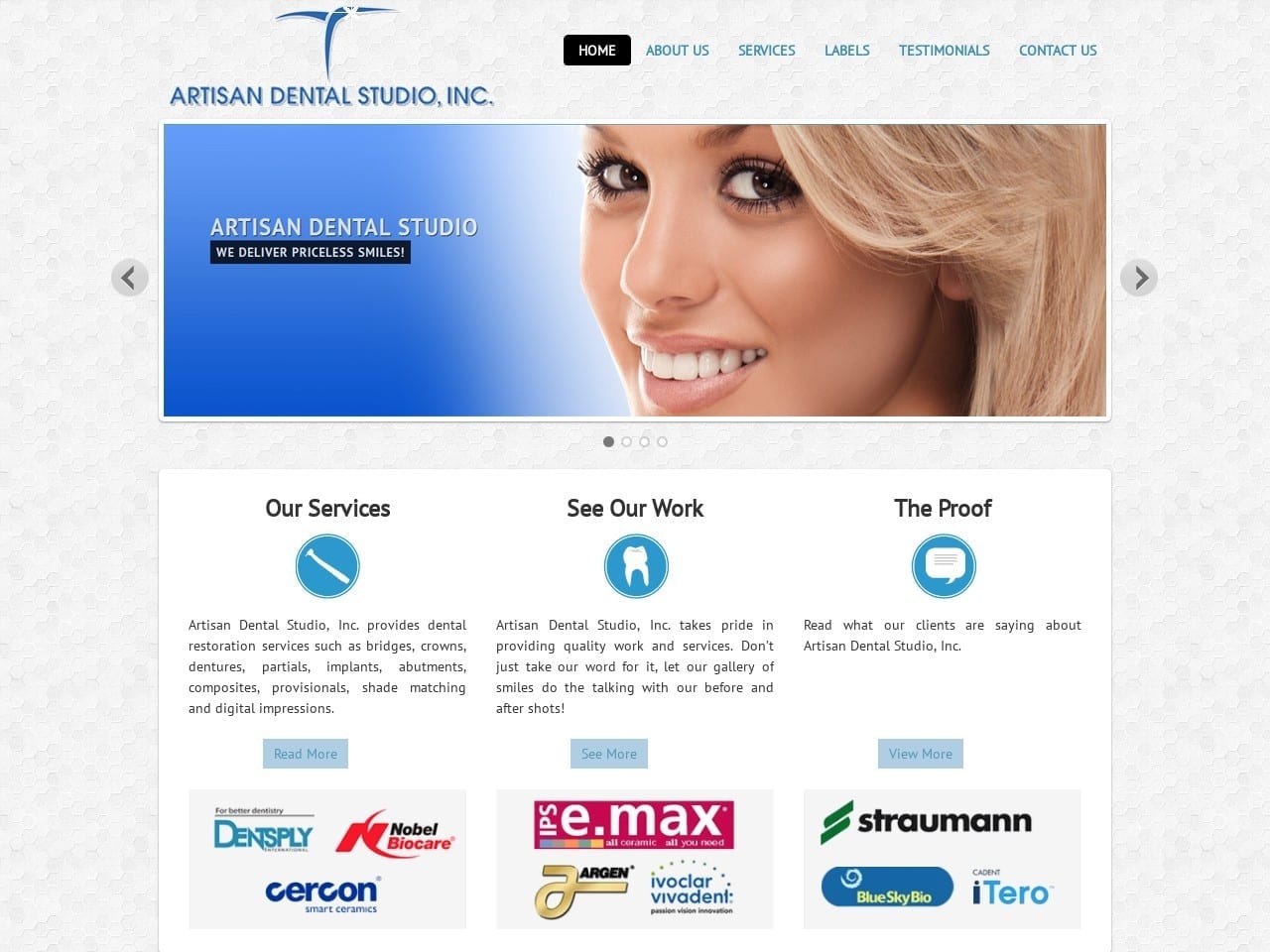 Artisan Dental Studio Website Screenshot from artisandentalstudio.com