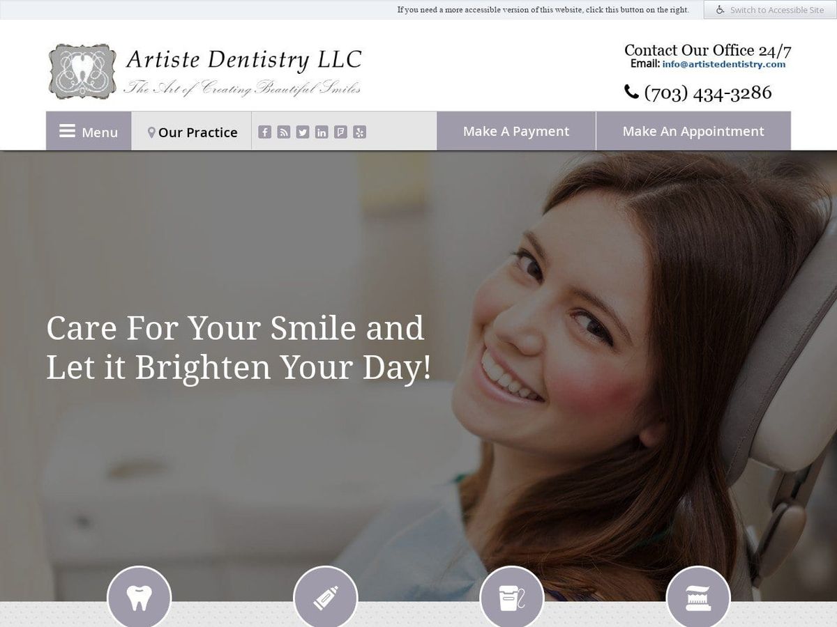 Artiste Dentistry LLC Website Screenshot from artistedentistry.com