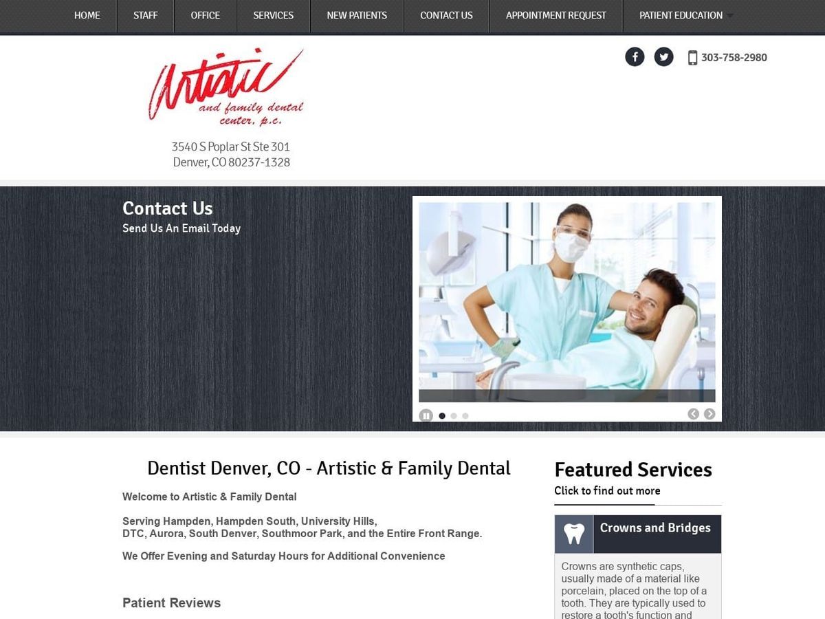 Artistic Dentist Website Screenshot from artisticdental.com